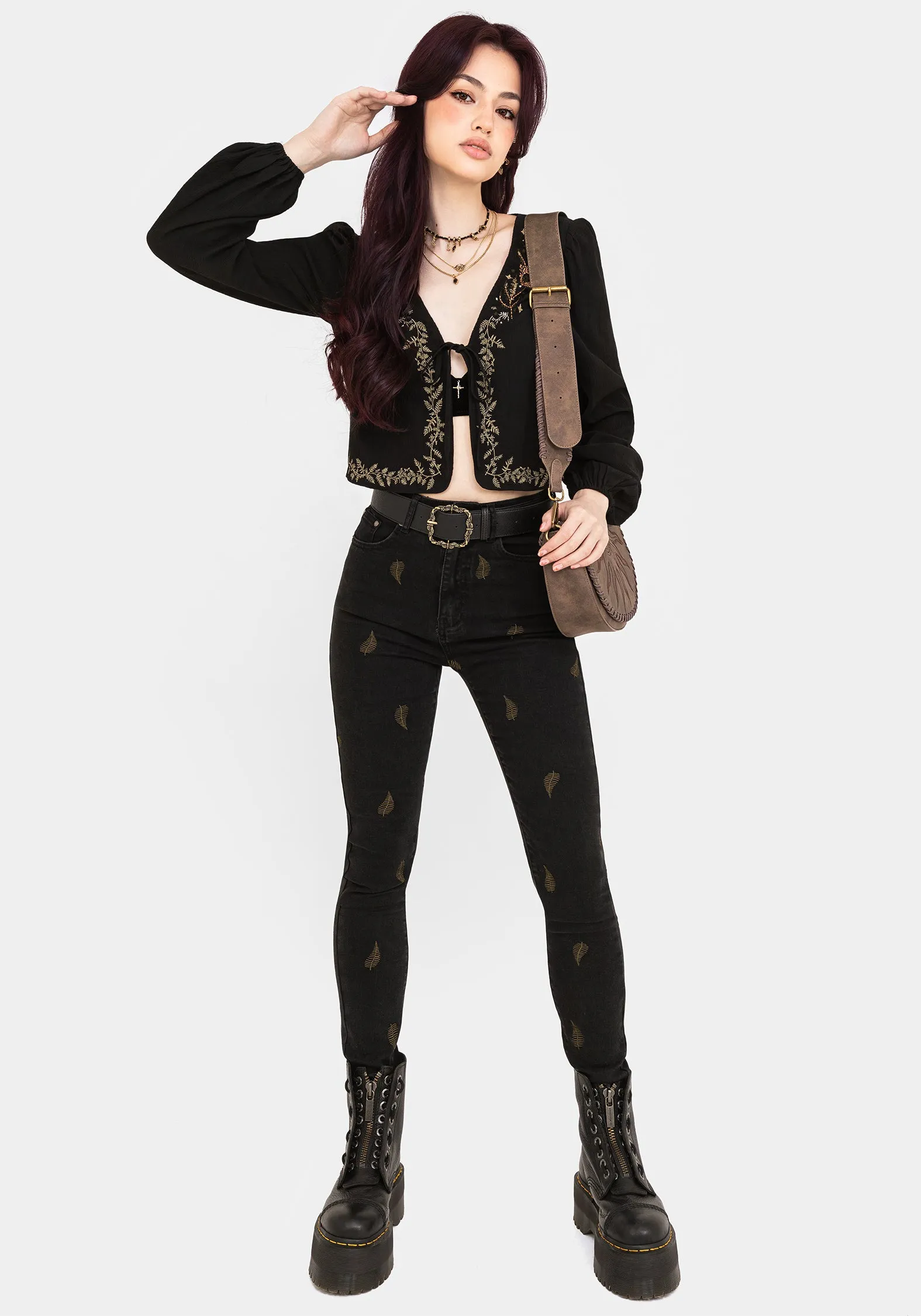 HeatSealed Seams Abellona Embroidered Tie Front Blouse