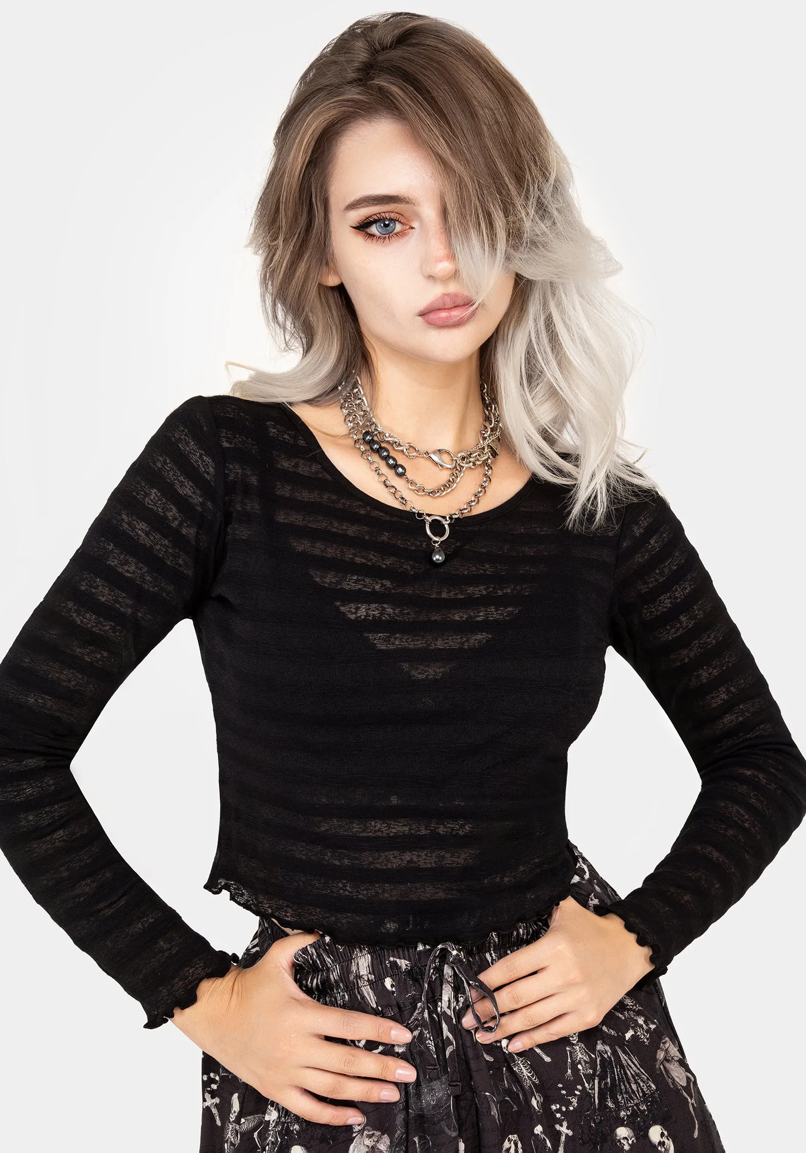 Gomez Striped Crop Relaxed Sweatshirt