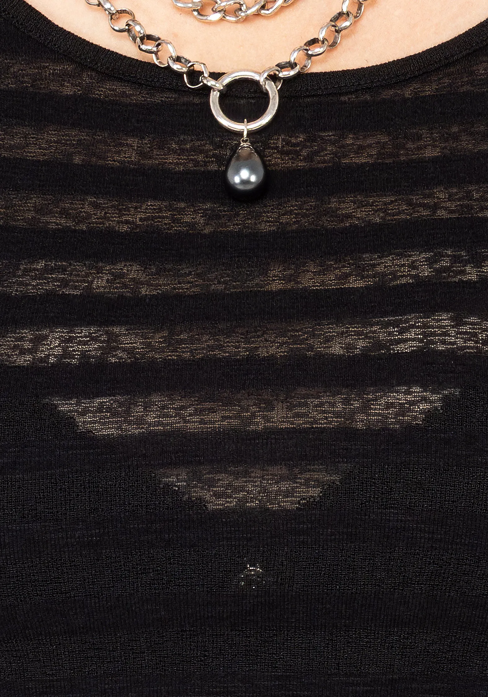 UV Protection Stretchable Neckline Gomez Striped Crop