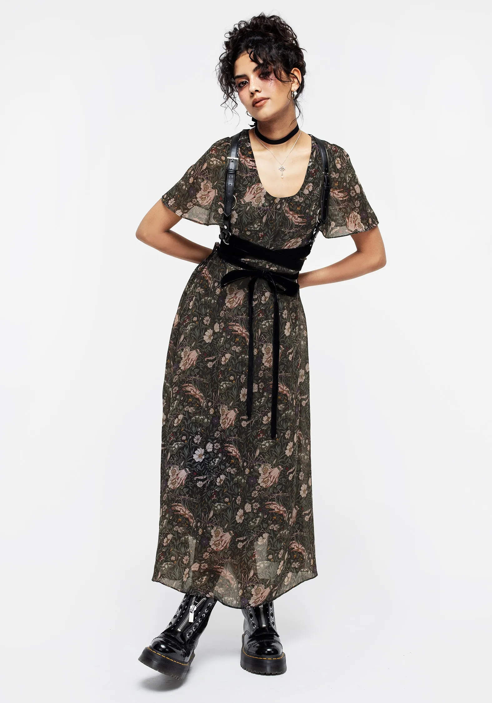 Light and Comfortable Wear Flowy-Shape Ophelia Chiffon Midaxi Dress