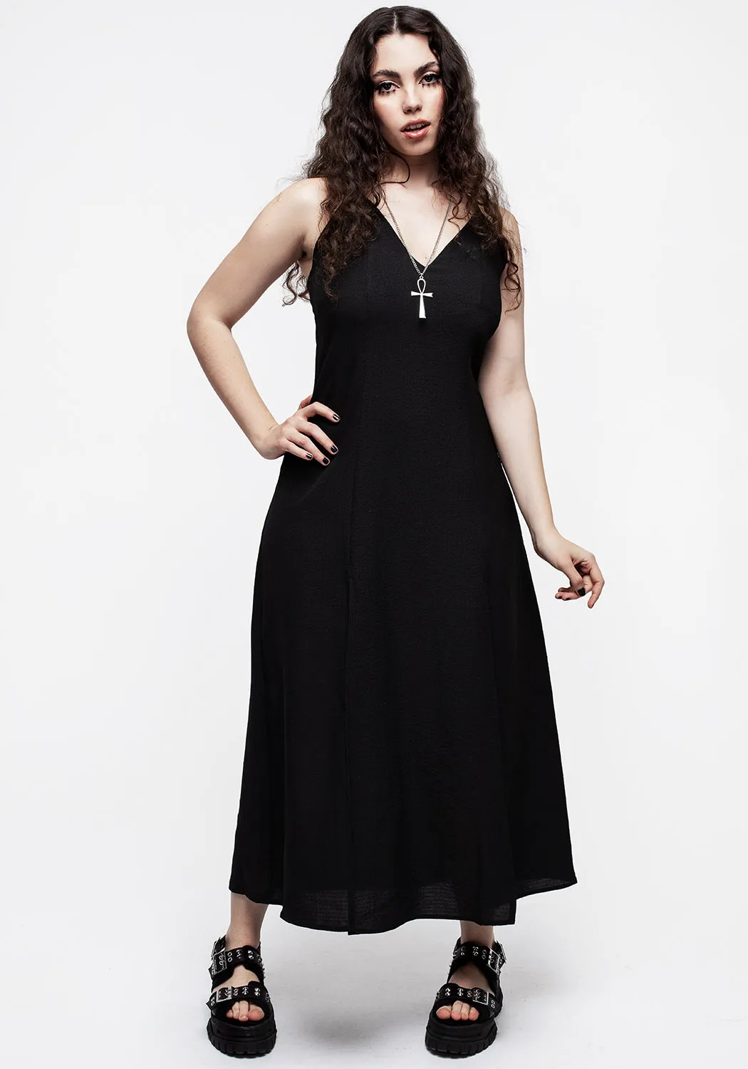 Requiem Crinkle Cami Double Split Midaxi Dress Dreamy Drape