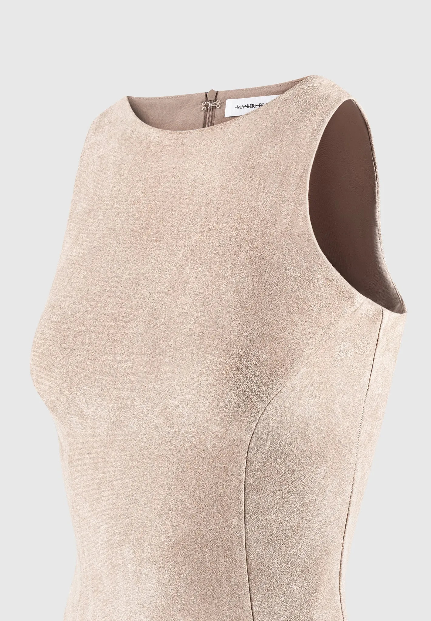Adele - Suede Racer Neck Bodysuit - Taupe Thermal regulation