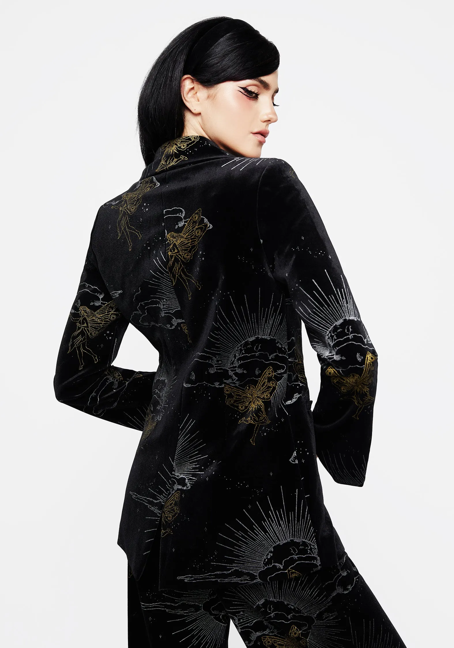 OdorResistant Fabric Adelina Foil Print Velour Blazer