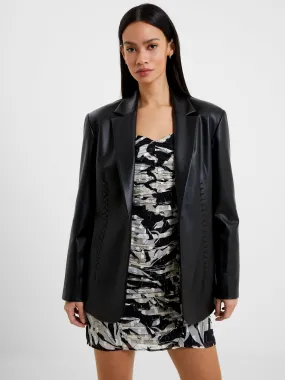 Slim Tailored Crolenda Faux Leather Stitch Blazer