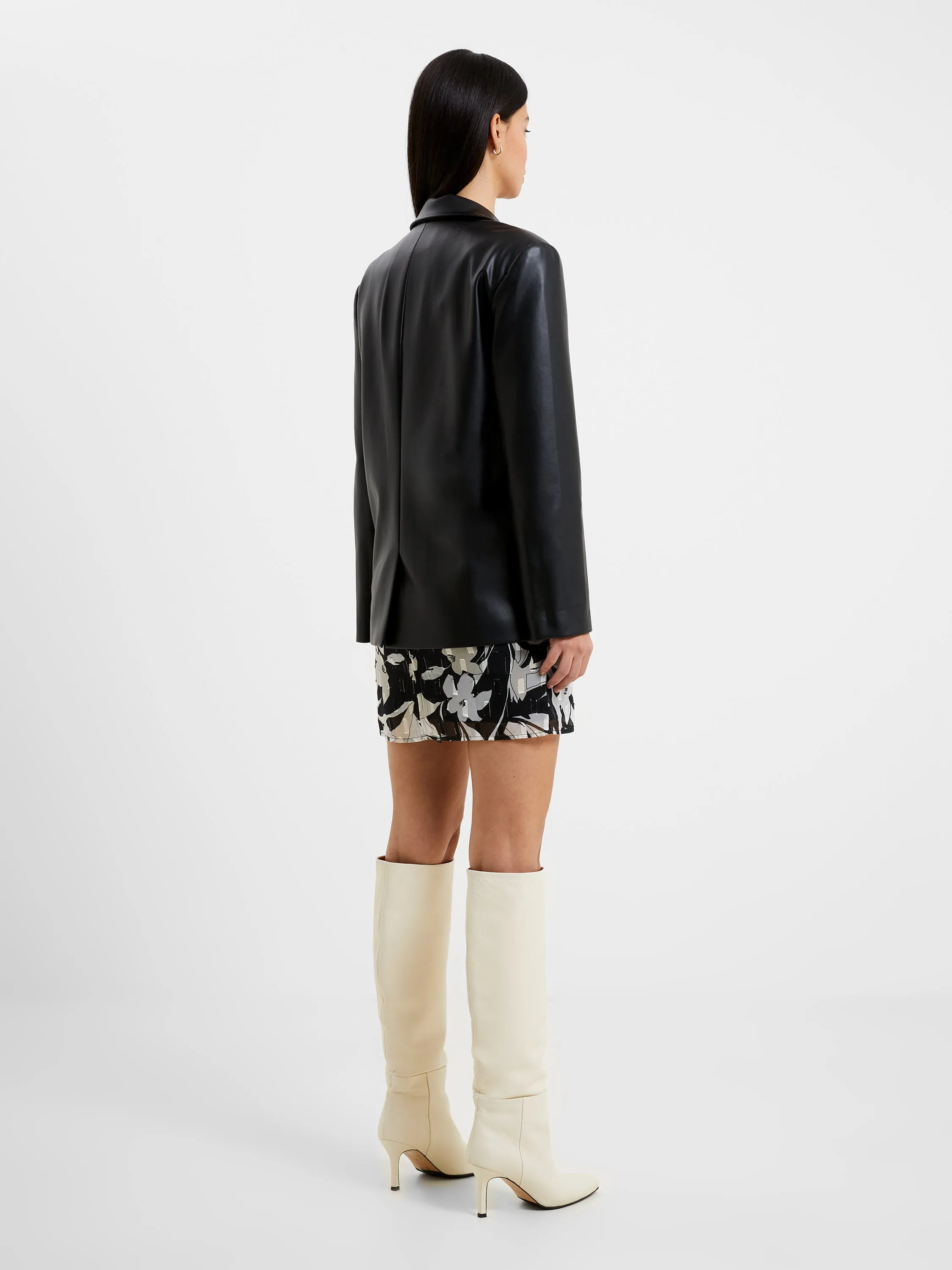 Crolenda Faux Leather Stitch Blazer DurableStitching