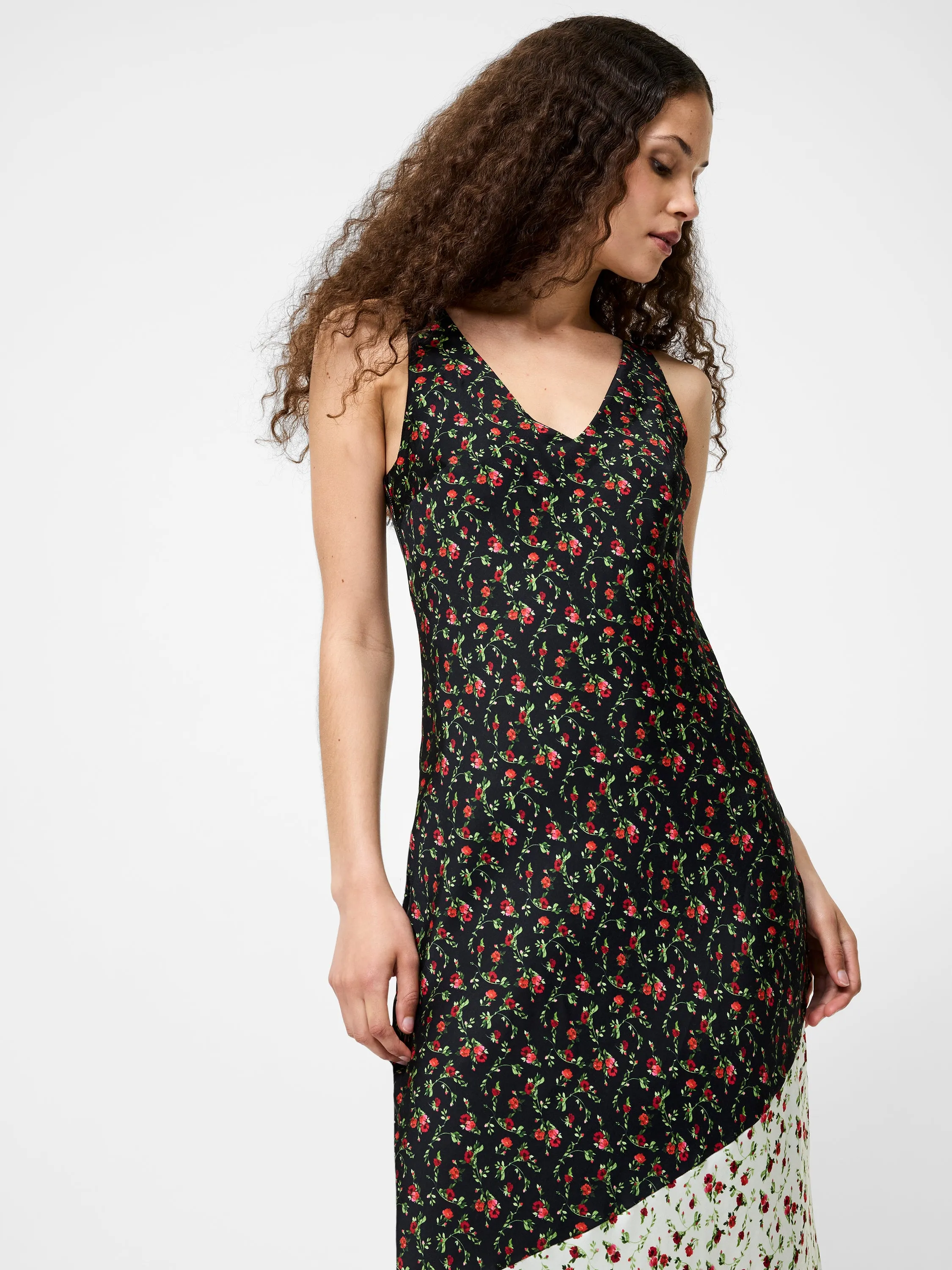 Night Style Julia Ditsy Bloom Colorblock Slip Dress