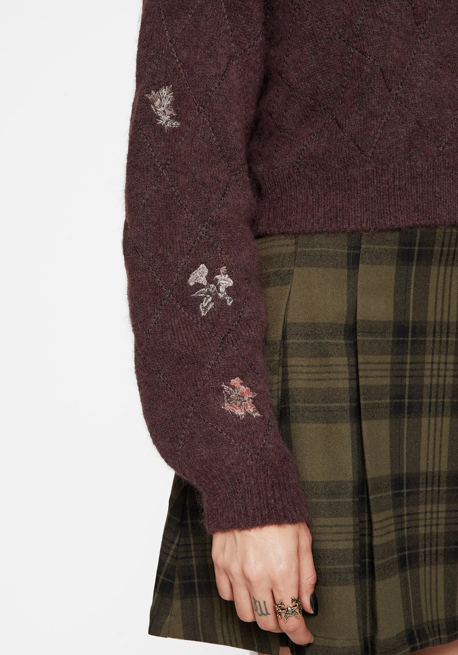 Maya Tile Embroidered Knit Cardigan Sweater Knit Urban Wear