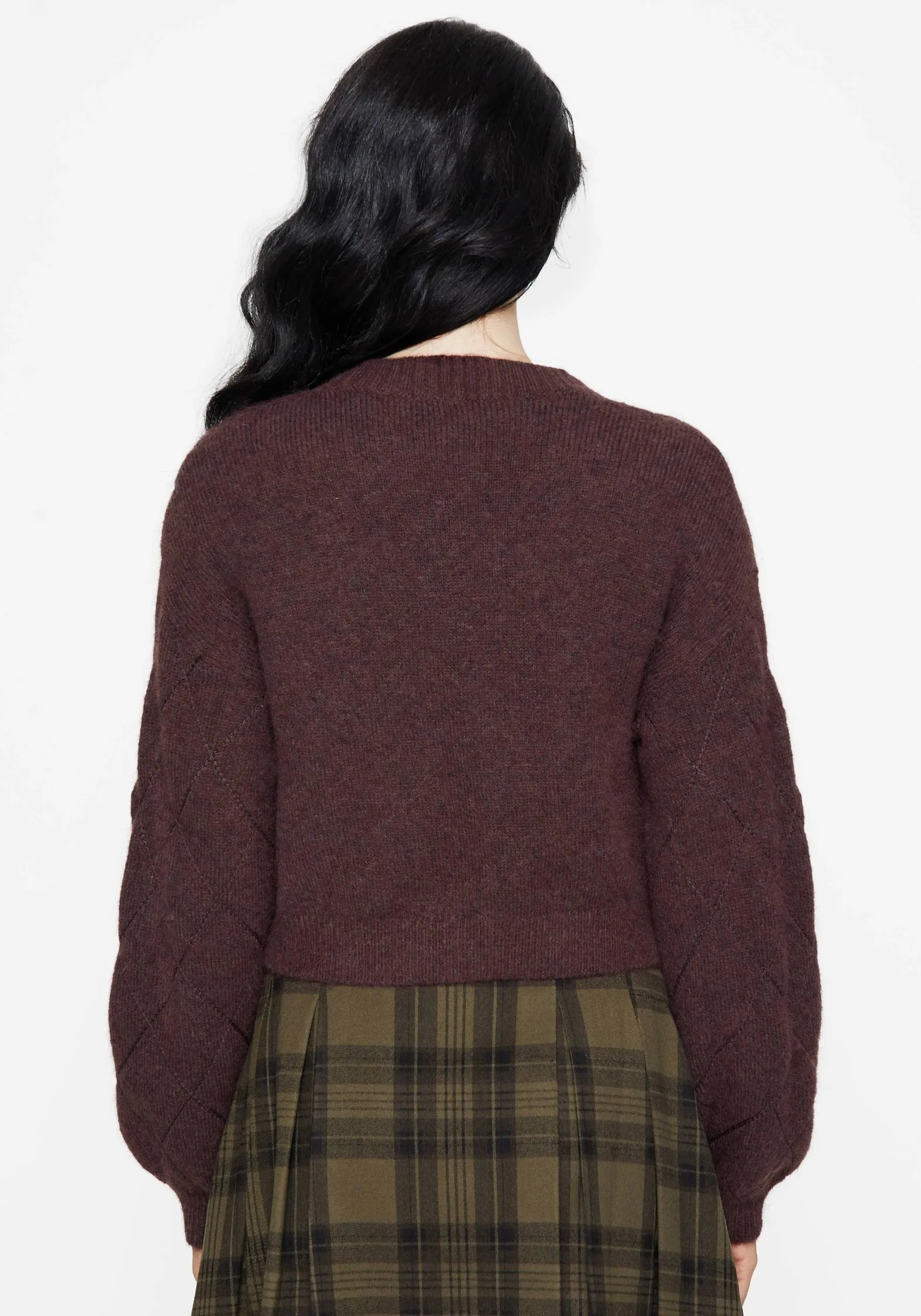 Maya Tile Embroidered Knit Cardigan Rolled Hem Detailing DurableStitching