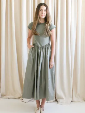 Hannah Poplin Midi Dress Casual Layers Side-Slit