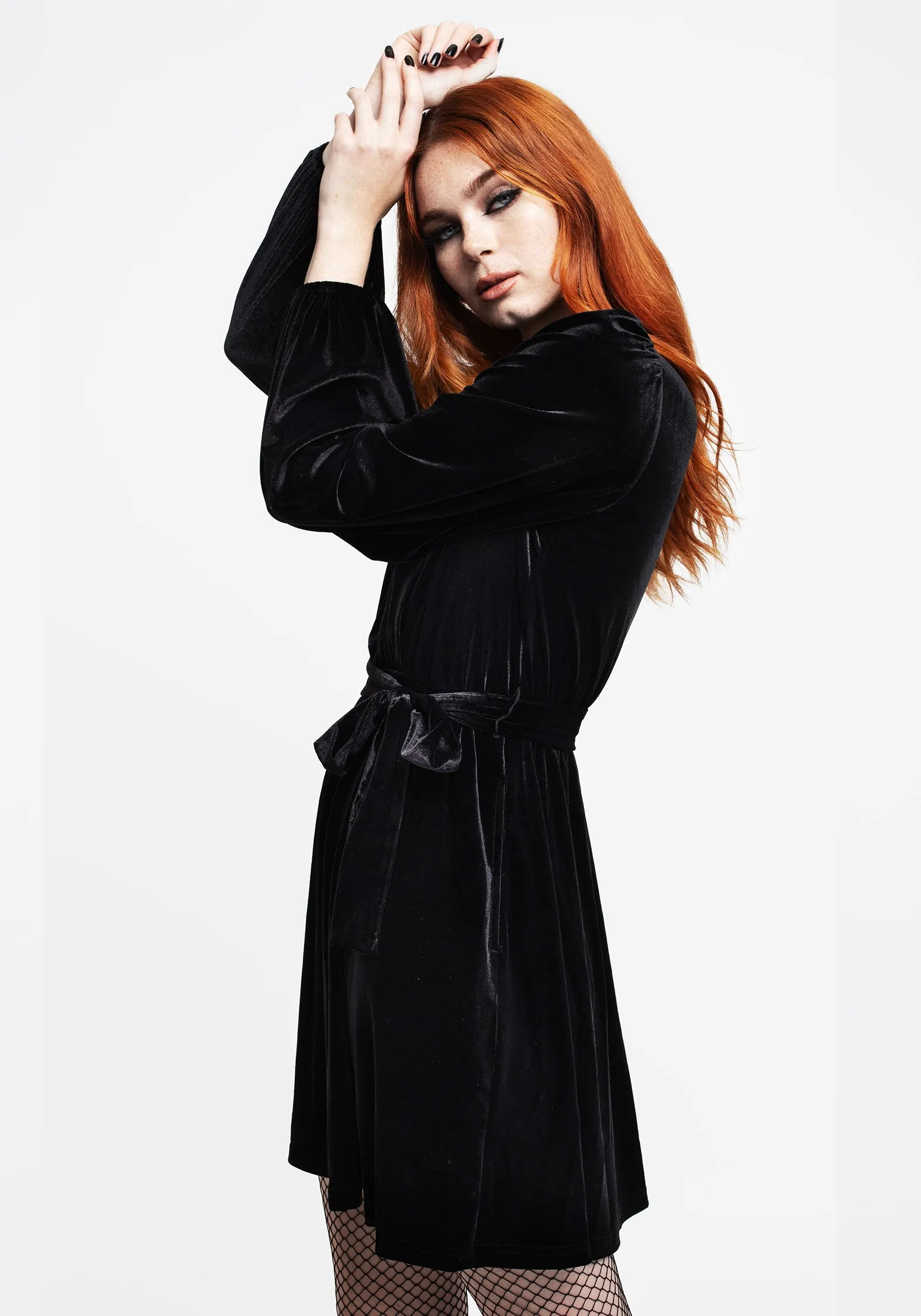 Cleome Floral Spiderweb Embroidered Velour Faux Wrap Mini Dress Full Circle Skirt Pattern