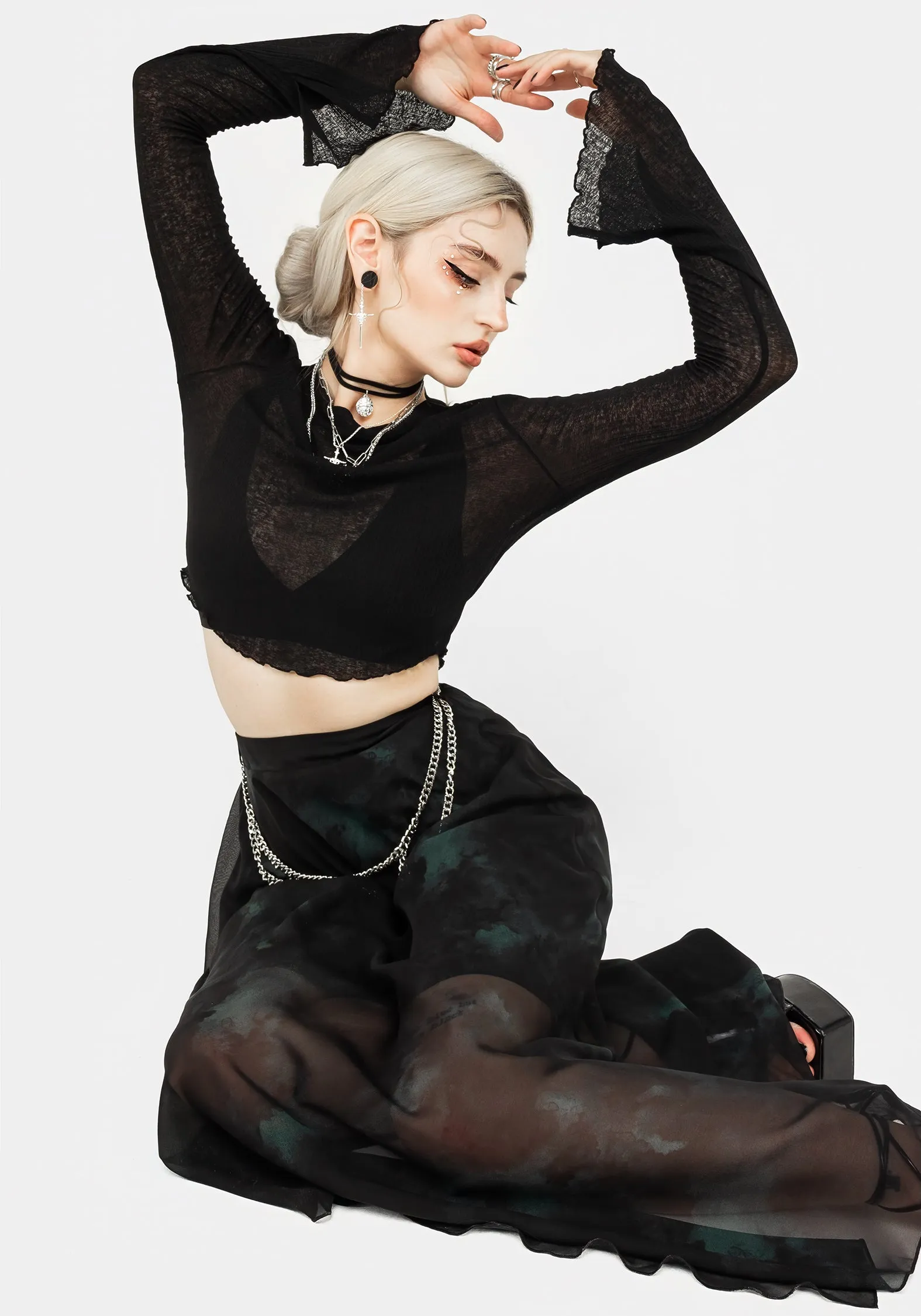 Cassia Jersey Mesh Crop Top Sustainable Material Blend