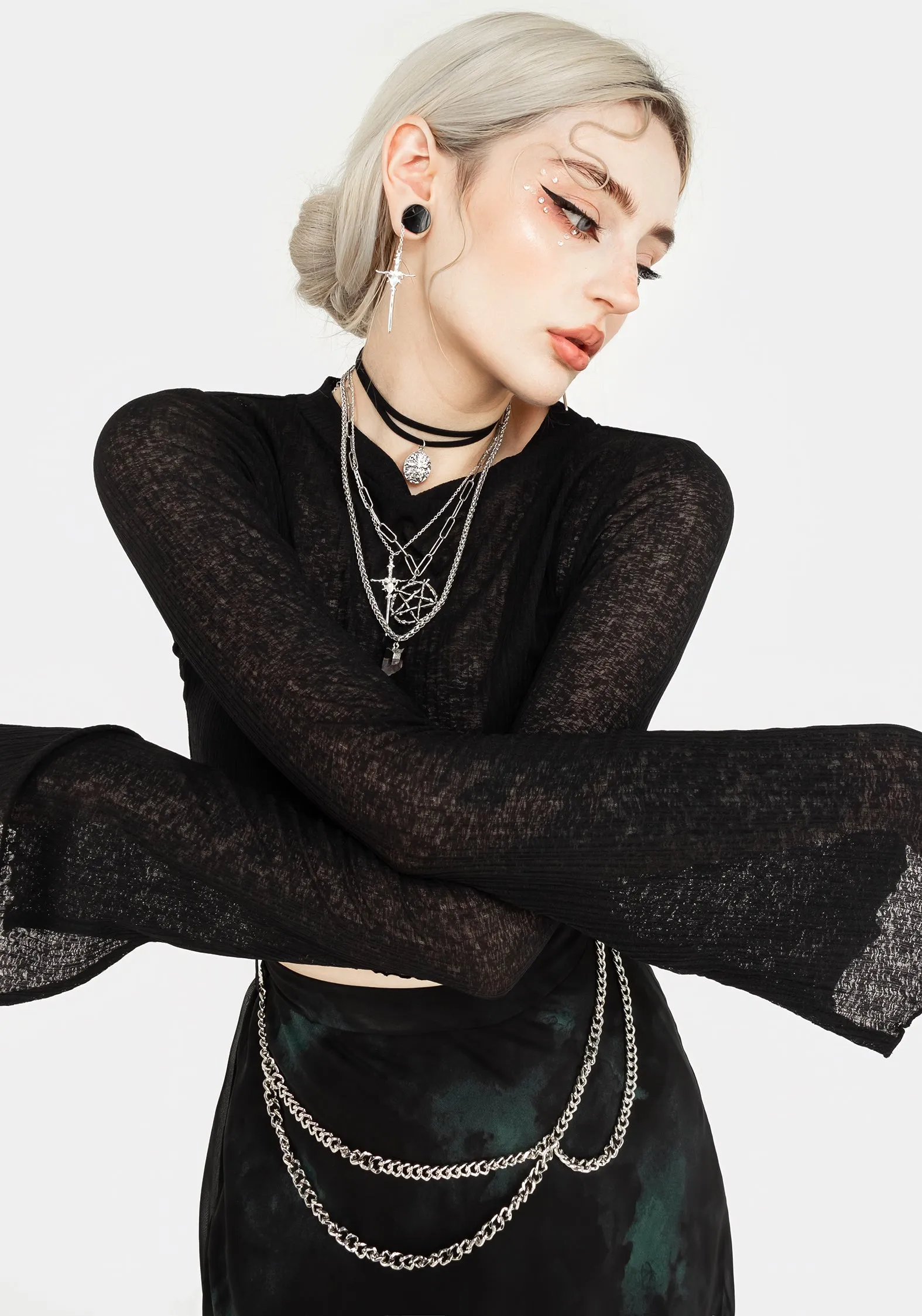 Double Needle Hemming Cassia Jersey Mesh Crop Top