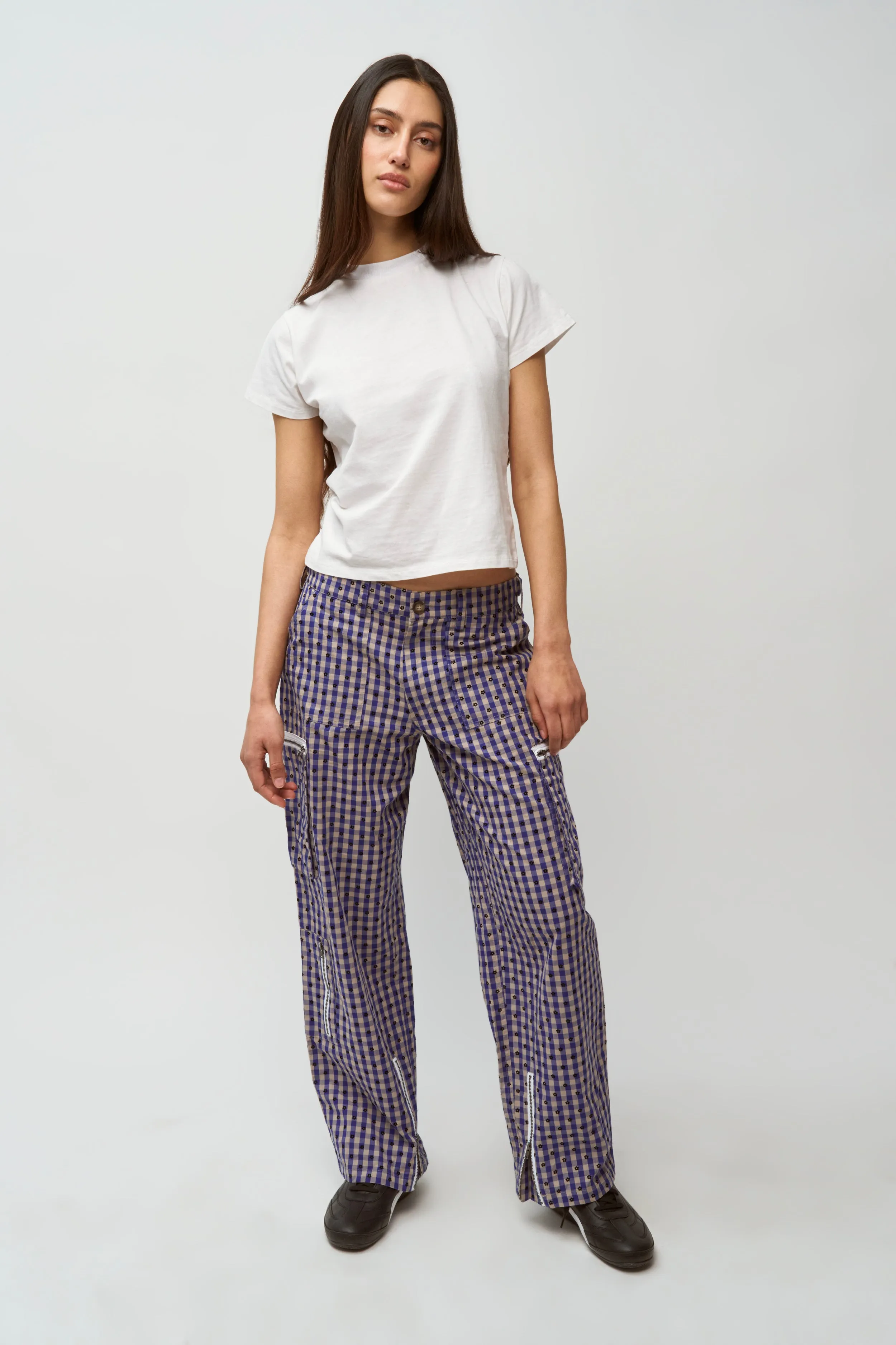Adrian Gingham Pant Minimal Look Comfortable Layering