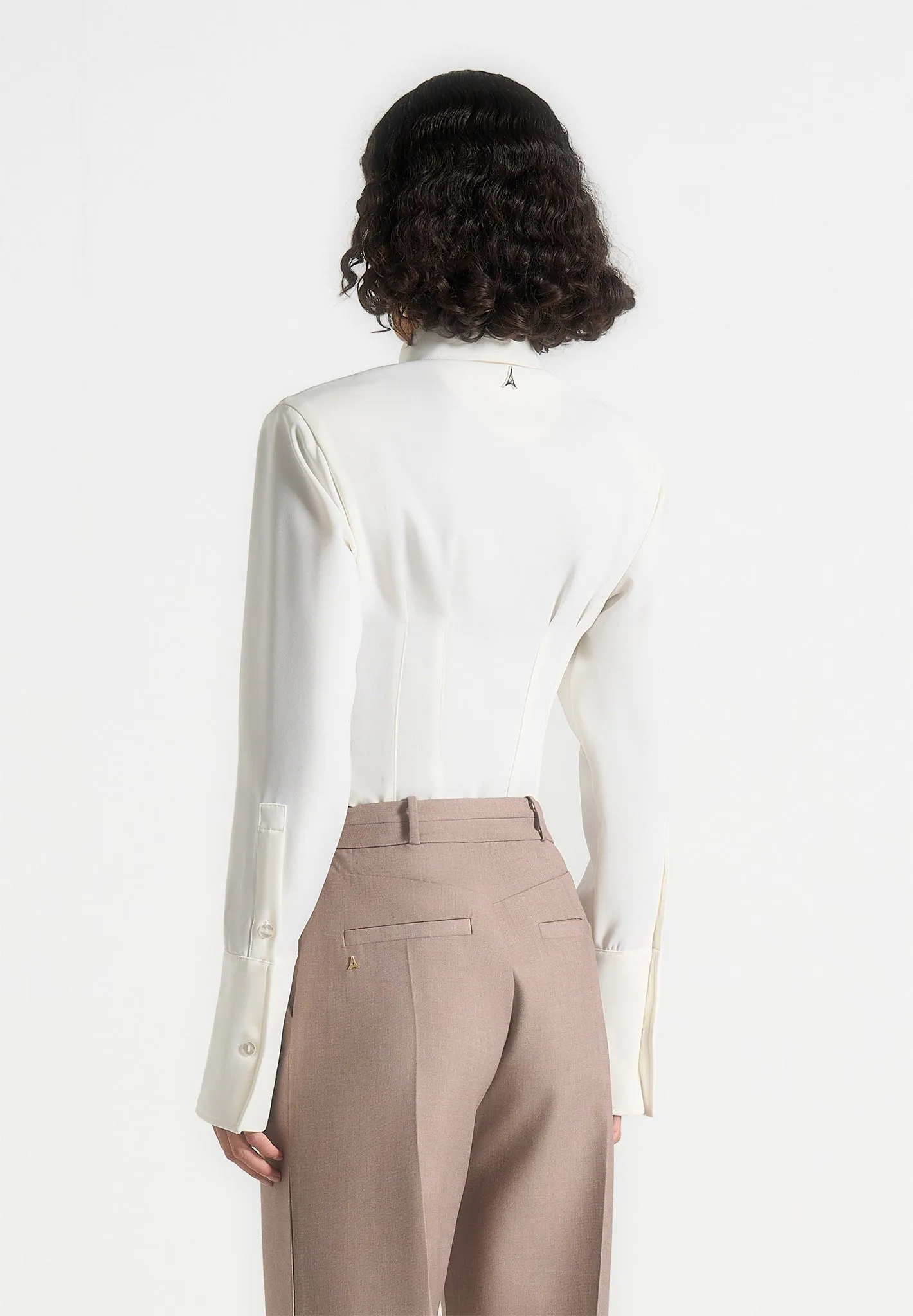 TaglessDesign Agnes - Corset Shirt Bodysuit - Off White