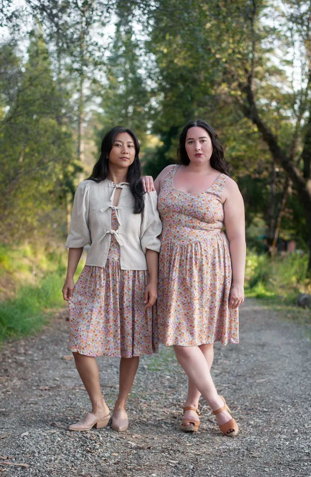 Agnes dress in Calico Bloom Challis Sleek Appearance