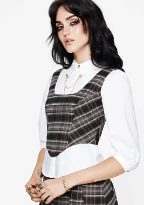 Aiden Check Corset Top Hidden Zipper Closure