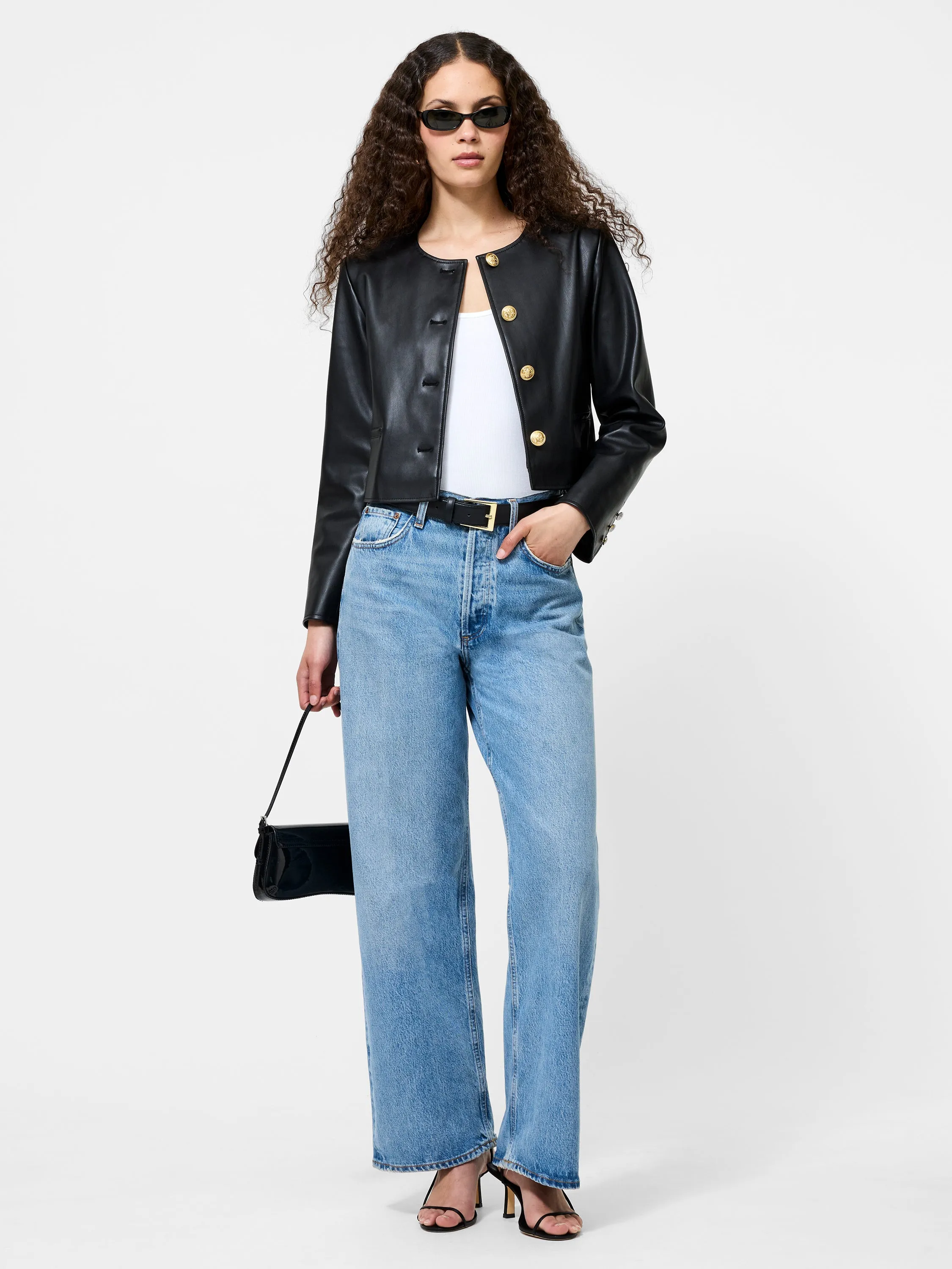 Dessa Vegan Leather Cropped Jacket Oversized style Winter Outerwear