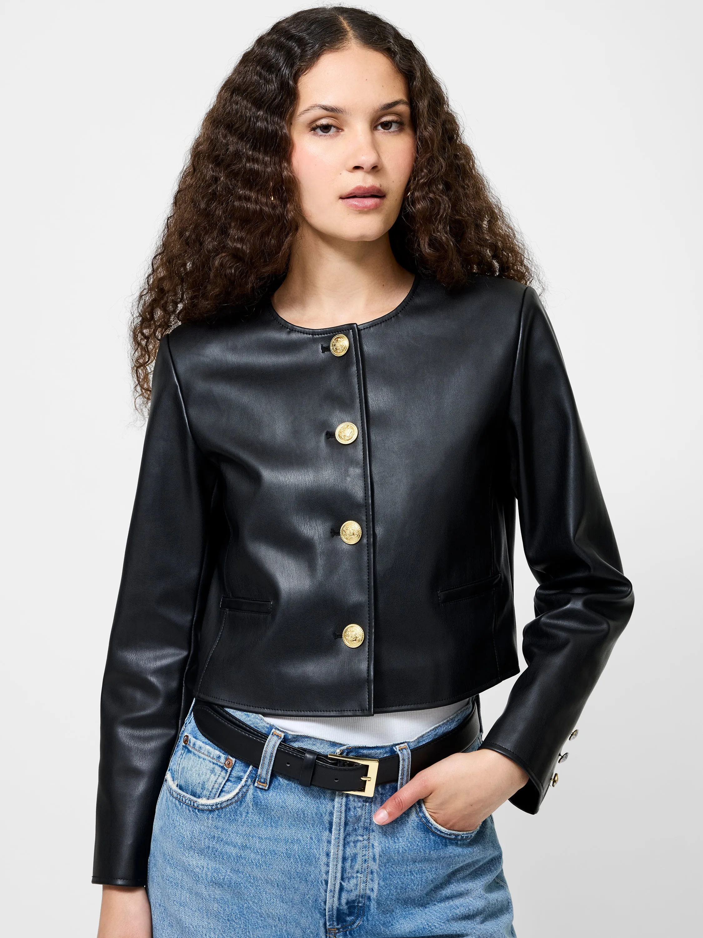Light Diffusing Fabric Cozy Texture Dessa Vegan Leather Cropped Jacket