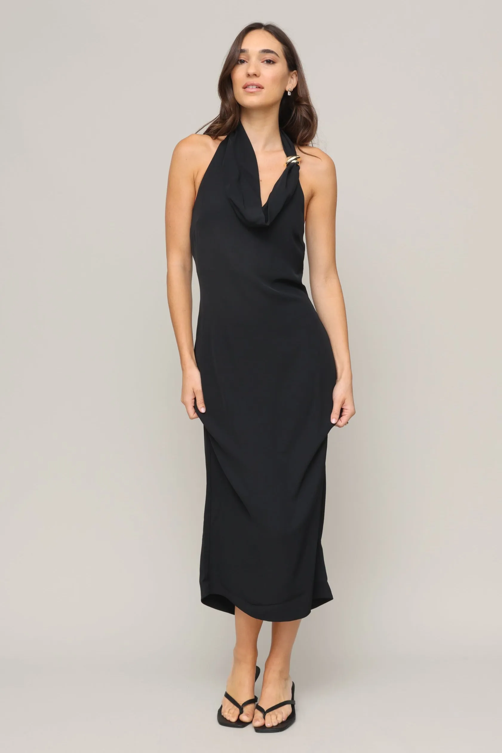 Beaded-Sleeve Sleek Tone Alanna Dress