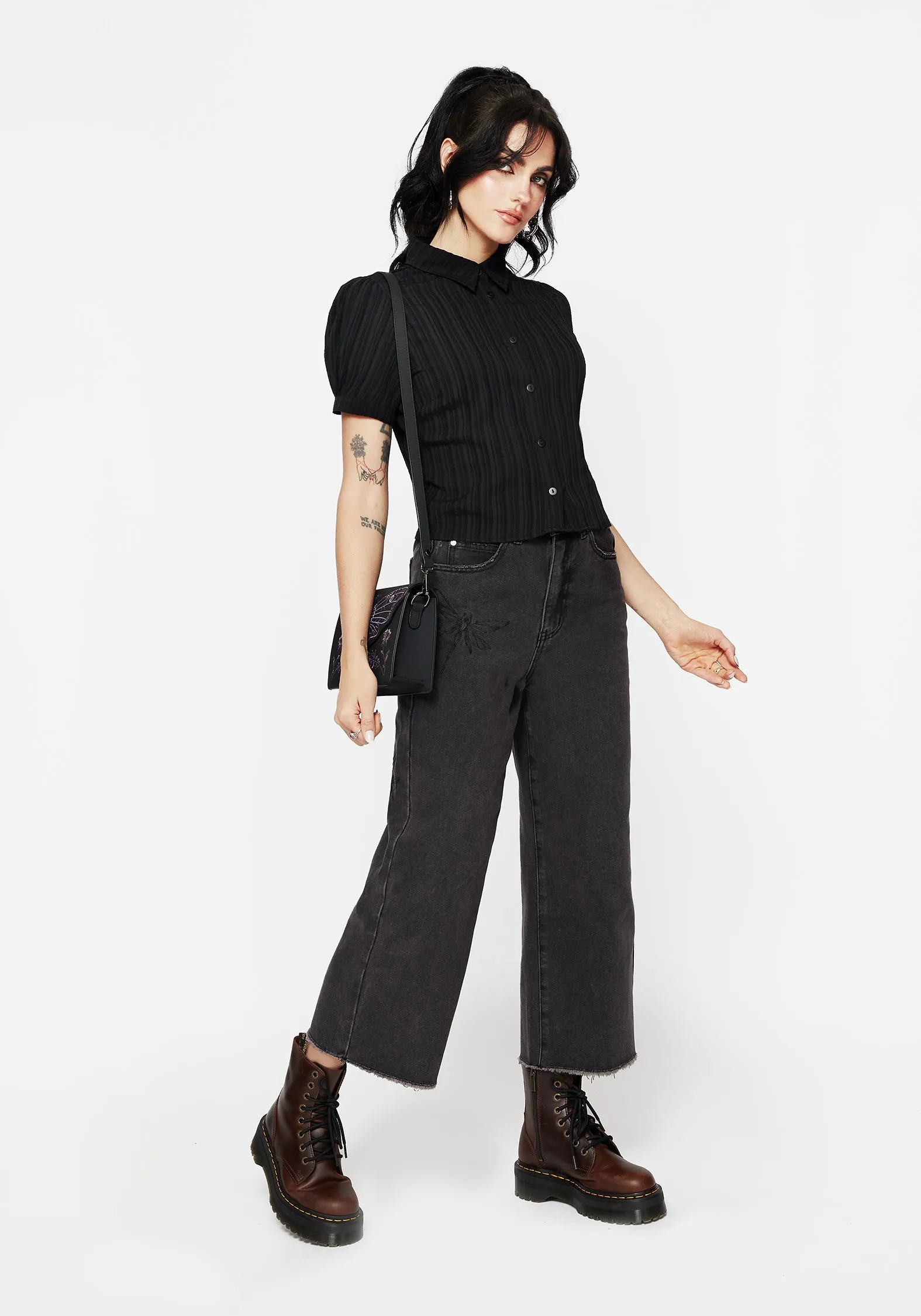 Alcina Puff Sleeve Crop Top Matte Look