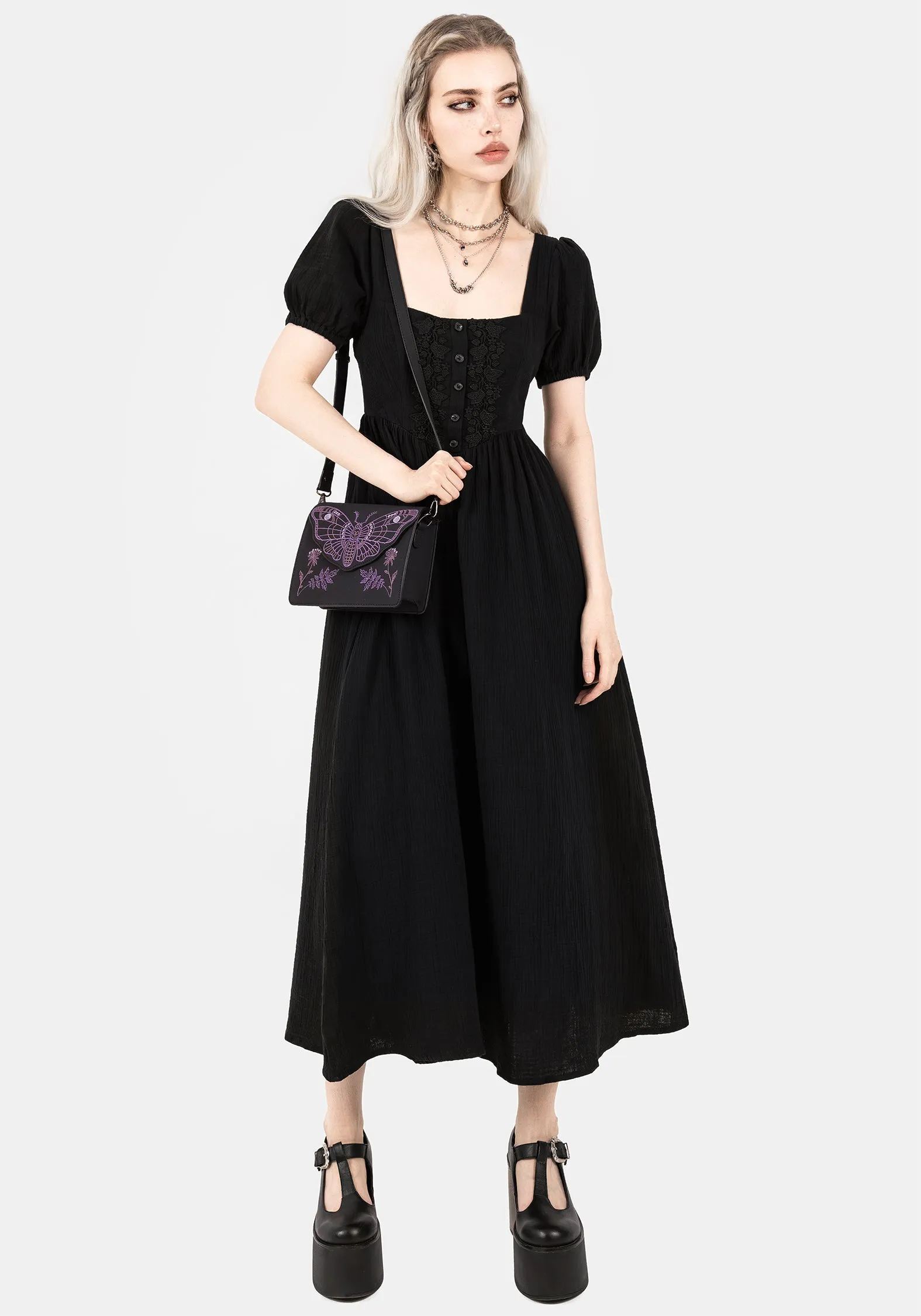 Alder Cotton Detail Midaxi Dress Office Friendly