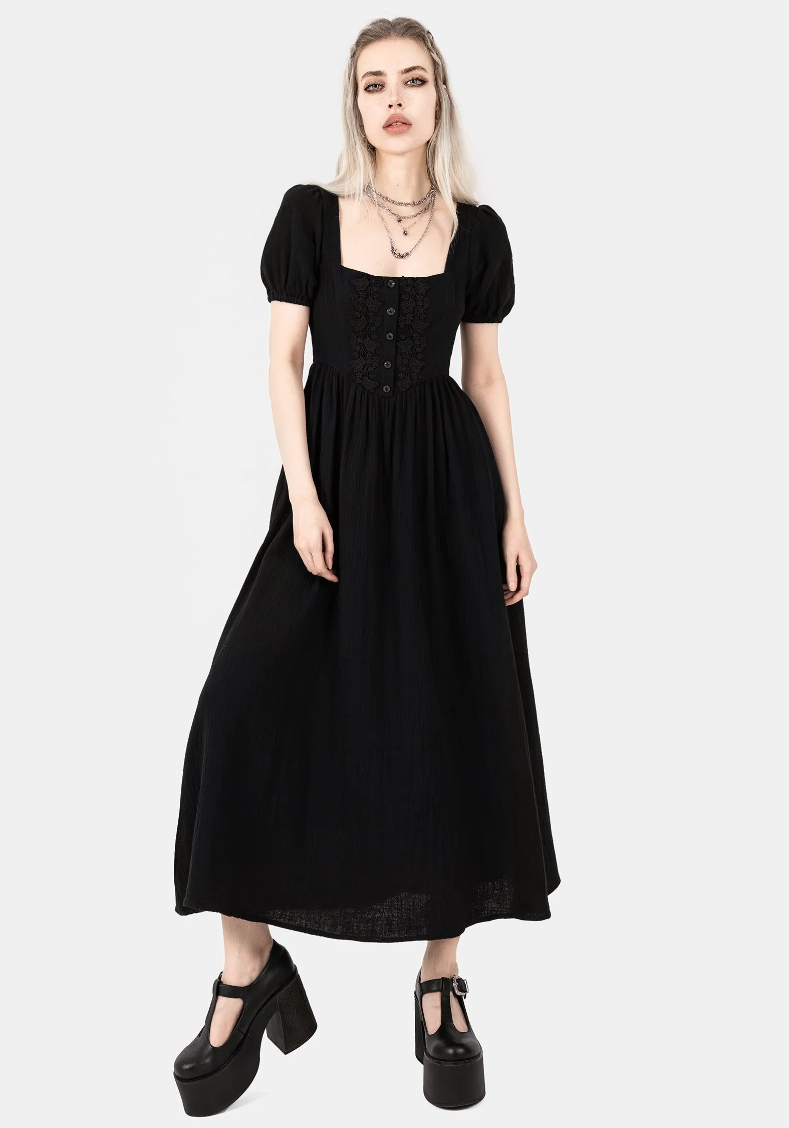 Layered Movement Alder Cotton Detail Midaxi Dress