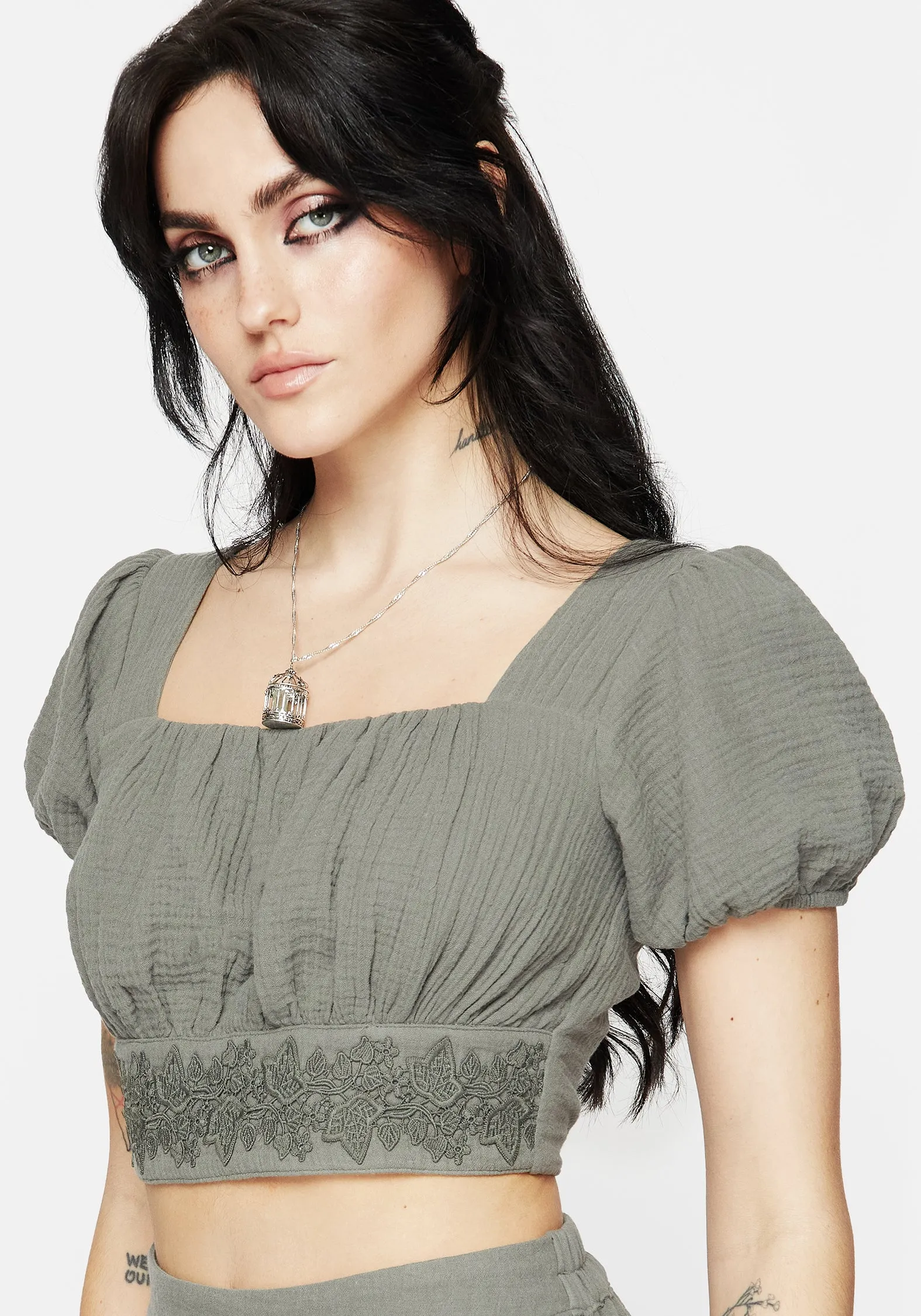 ReflectiveTrims Alder Cotton Ivy Detail Crop Top