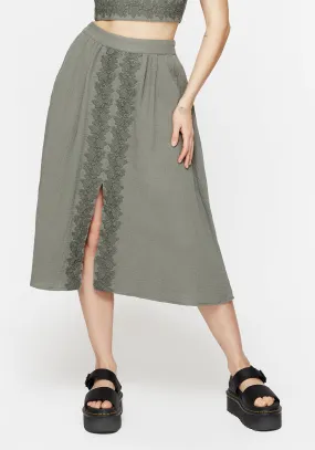 Occasion Dressing Alder Cotton Ivy Detail Midi Skirt