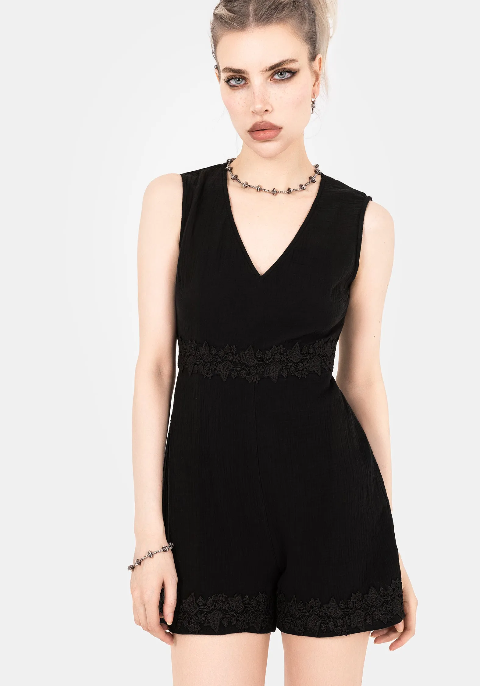 Alder Cotton Ivy Detail Playsuit Bold Charming Dynamic New