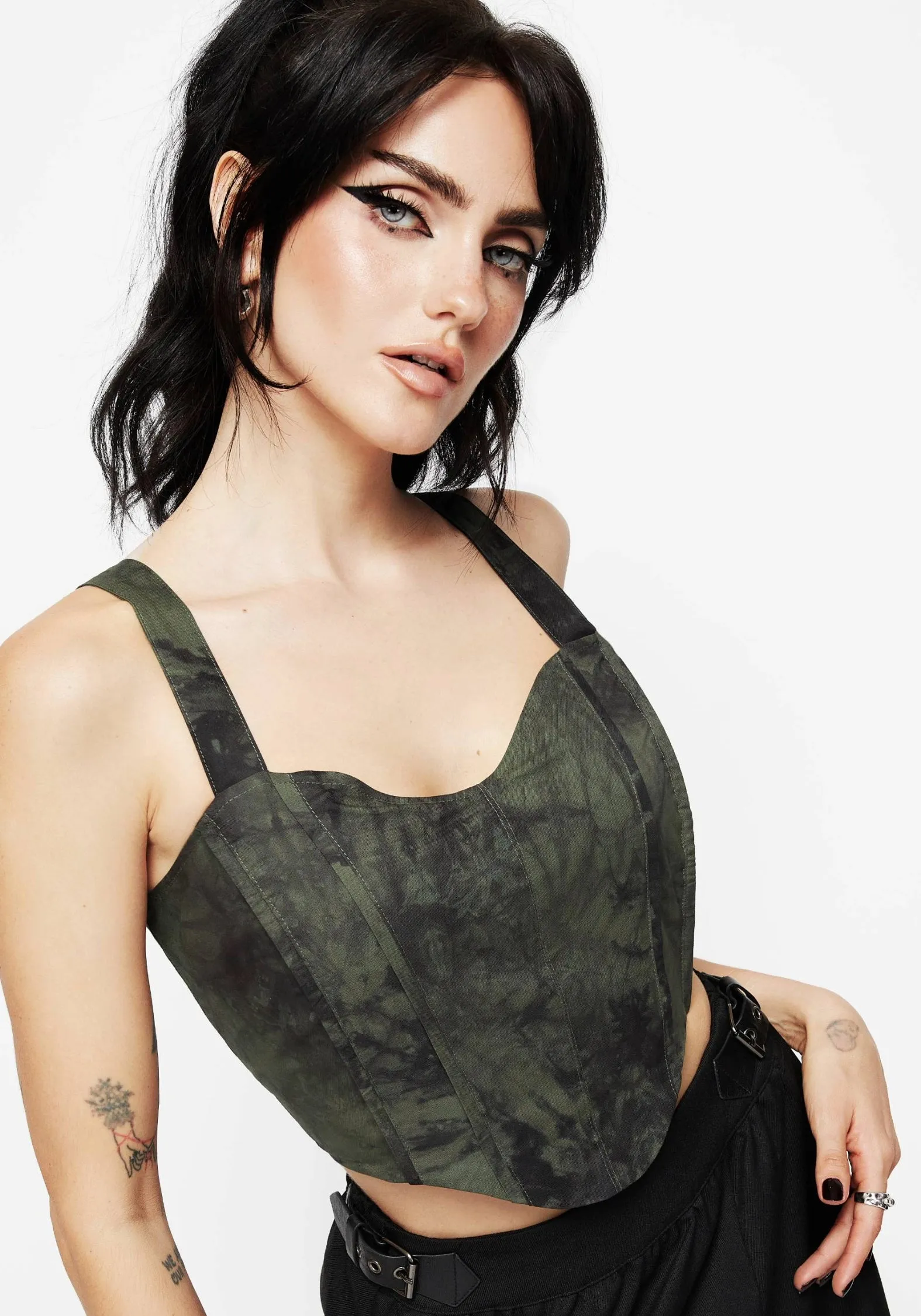 HighNeck Alessandra Tie Dye Print Corset Top