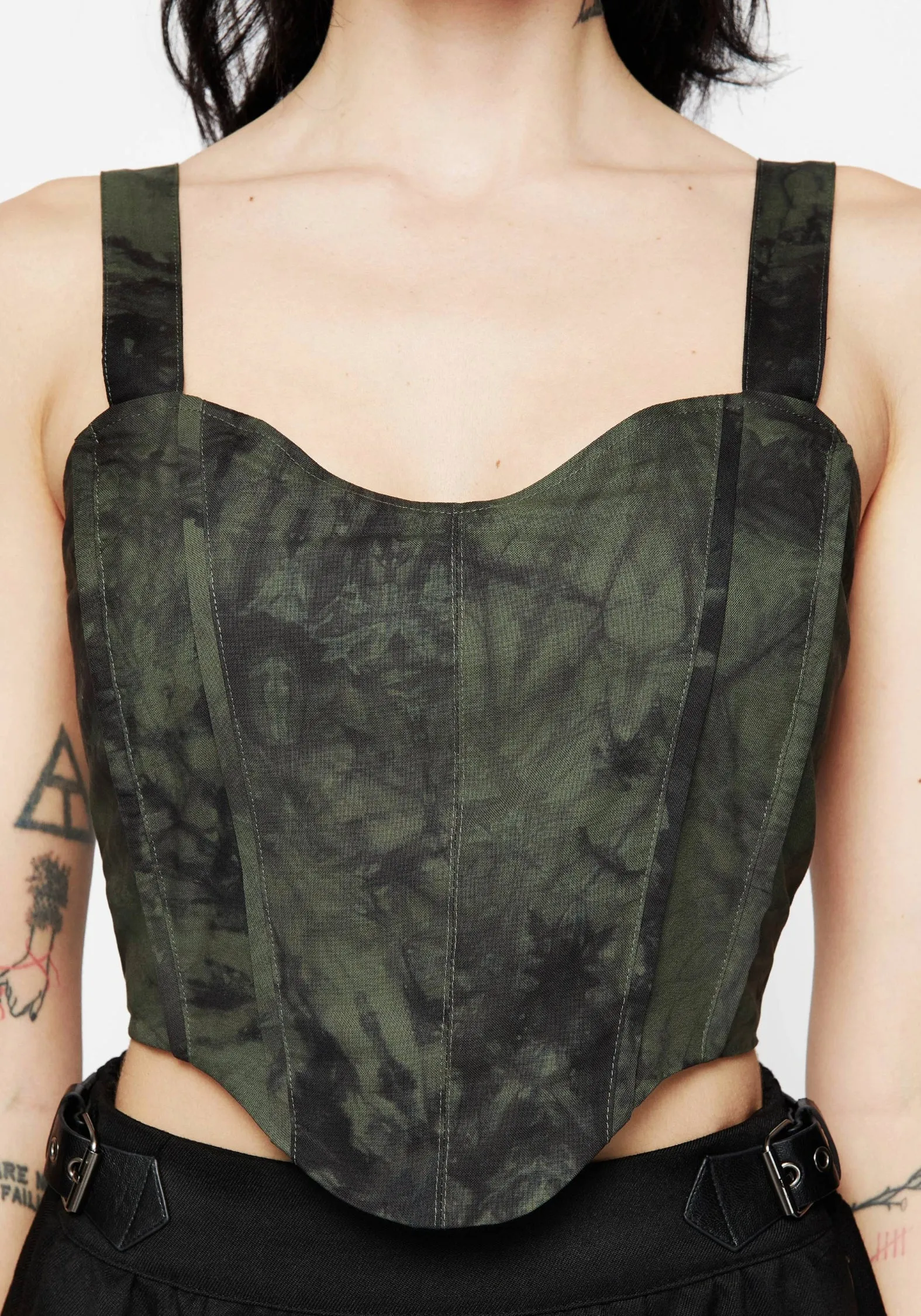 Alessandra Tie Dye Print Corset Top Relaxed Tank