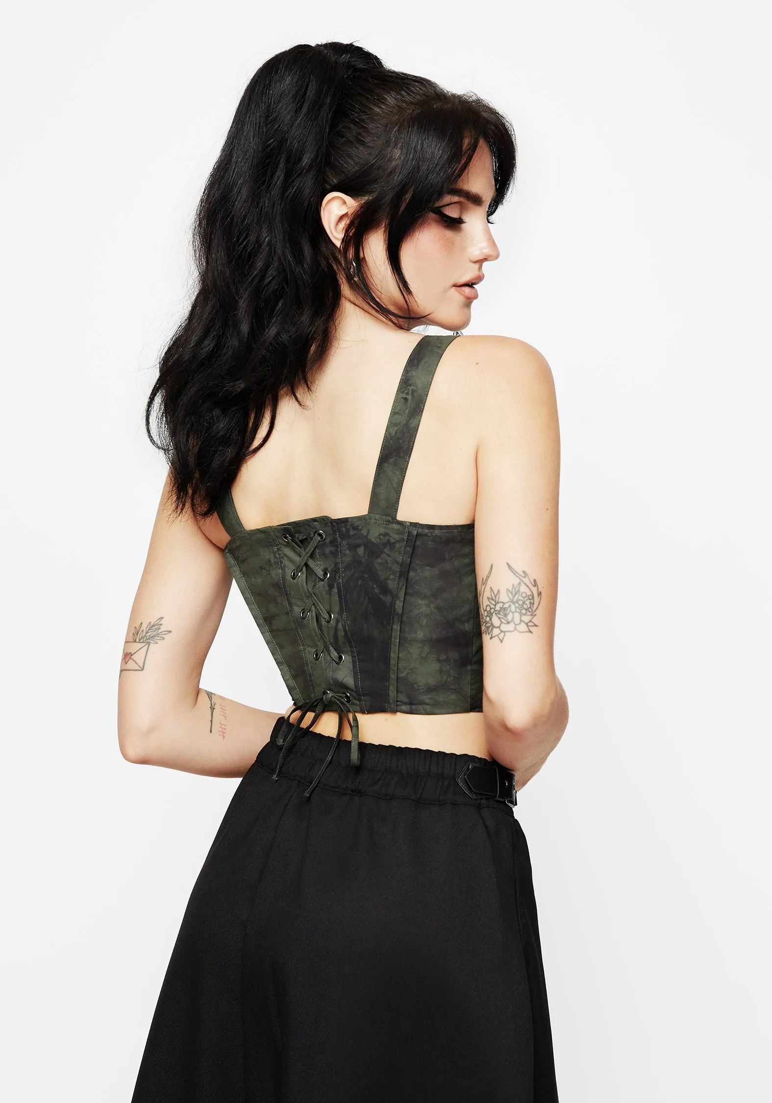 Friction Resistant Shoulder Alessandra Tie Dye Print Corset Top