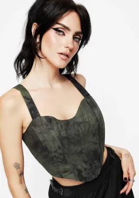 HighNeck Alessandra Tie Dye Print Corset Top