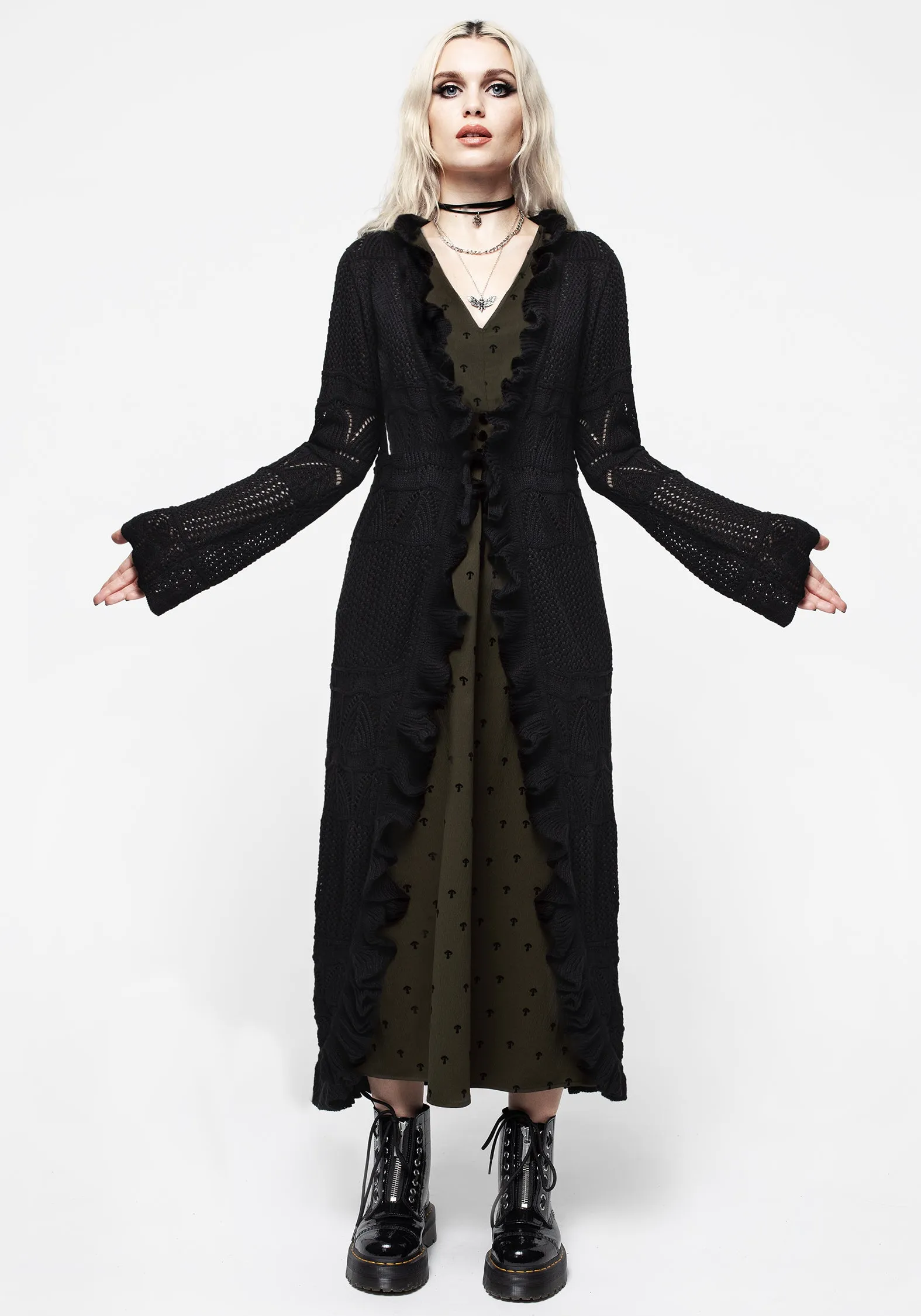 Fast Drying Material Cool Layering Alexis Ruffle Longline Cardigan