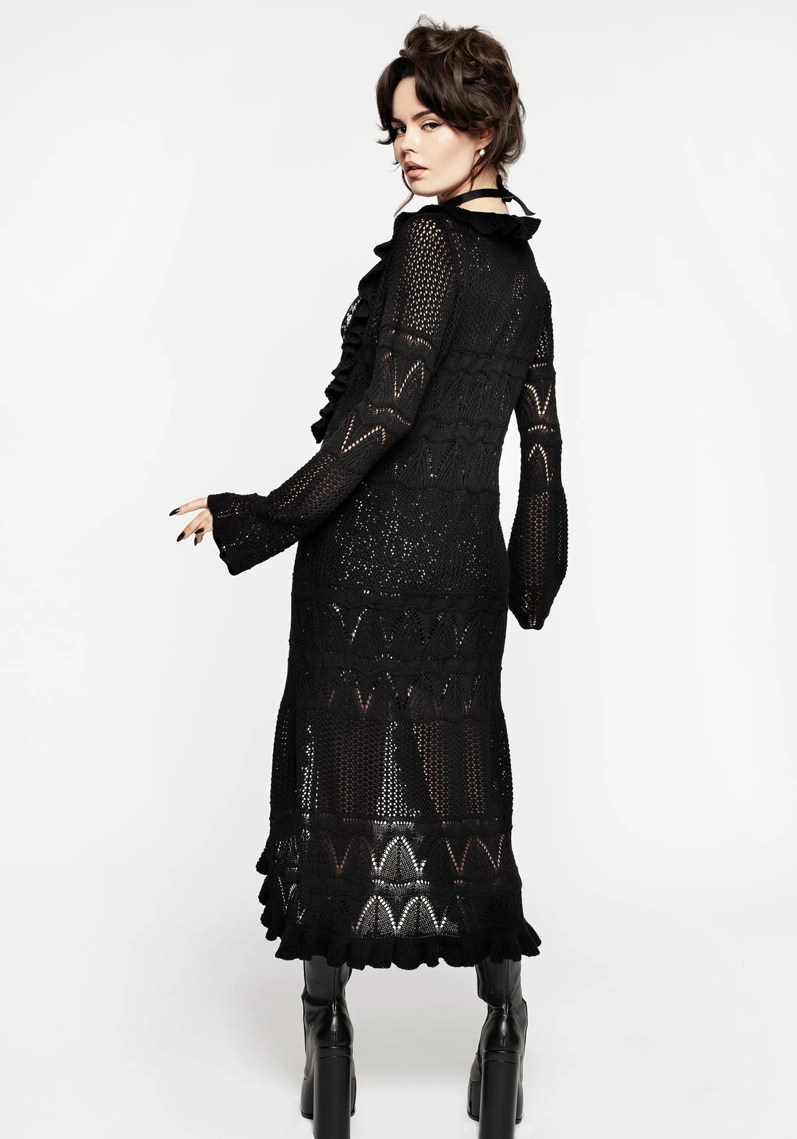 Alexis Ruffle Longline Cardigan Fall Vibes Water Repellent Treatment