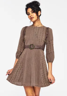 Vibrant Chic Summerisle Cotton Broderie Detail Mini Smock Dress