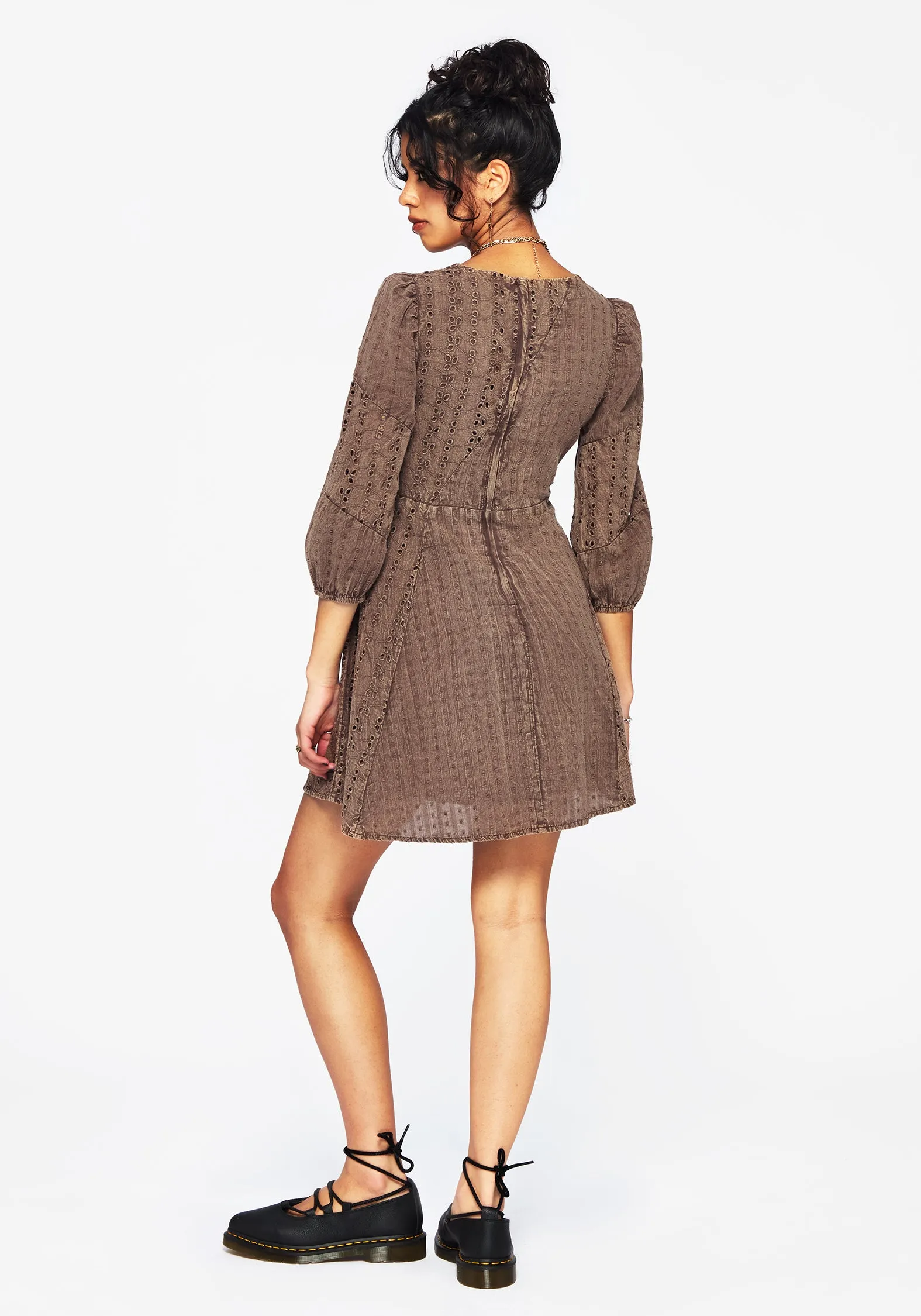 Chic and Elegant Summerisle Cotton Broderie Detail Mini Smock Dress