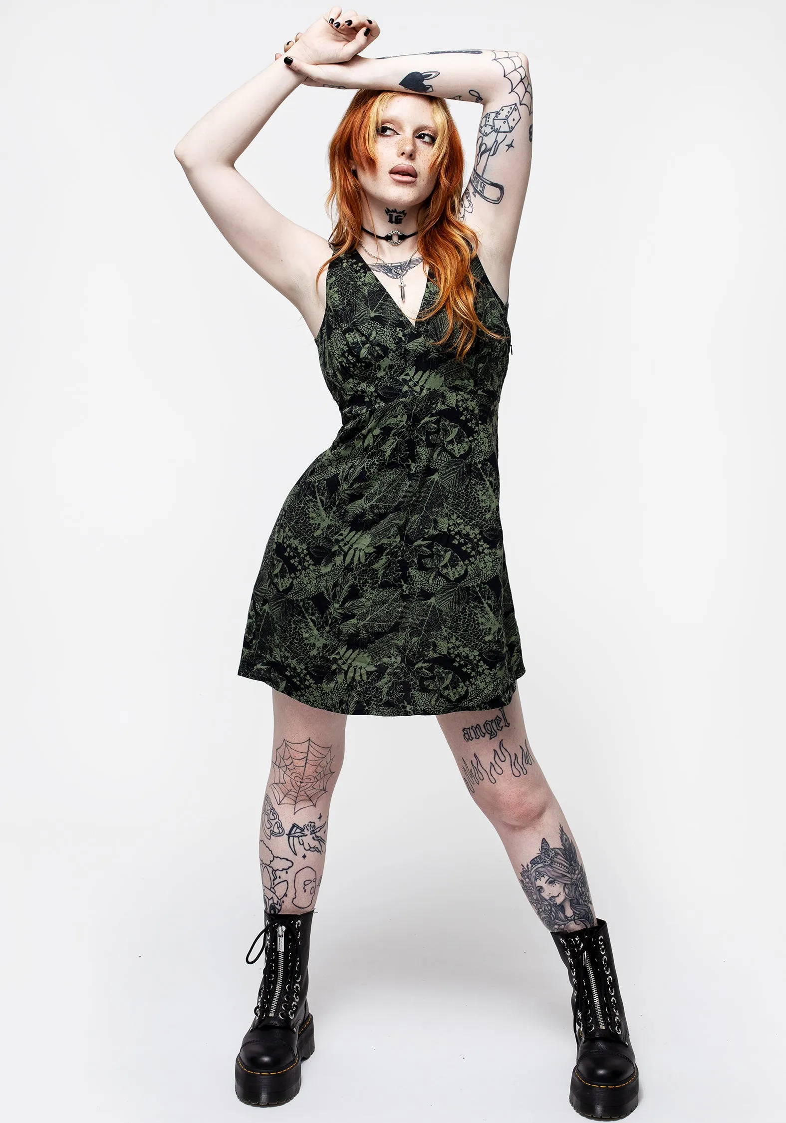 Daphne V-Neck Mini Dress ReinforcedHem