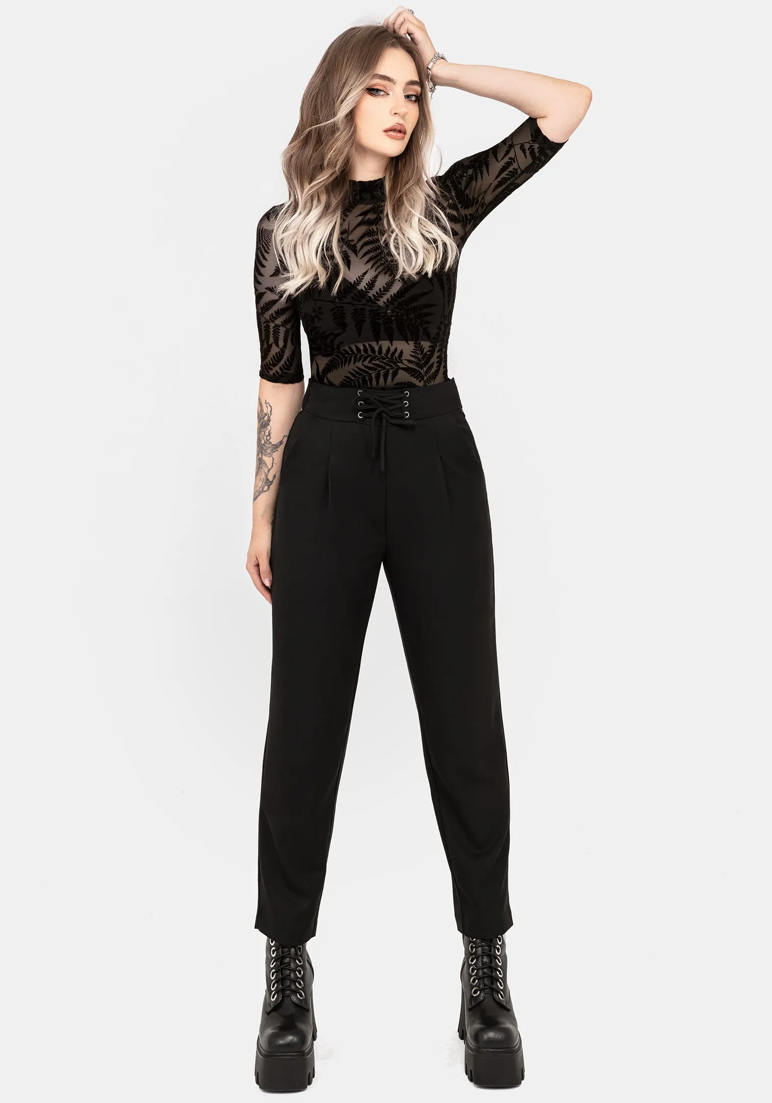 Collaboration Piece Shape Enhancing Cassandra Lace-Up Waist Tailored Trouser