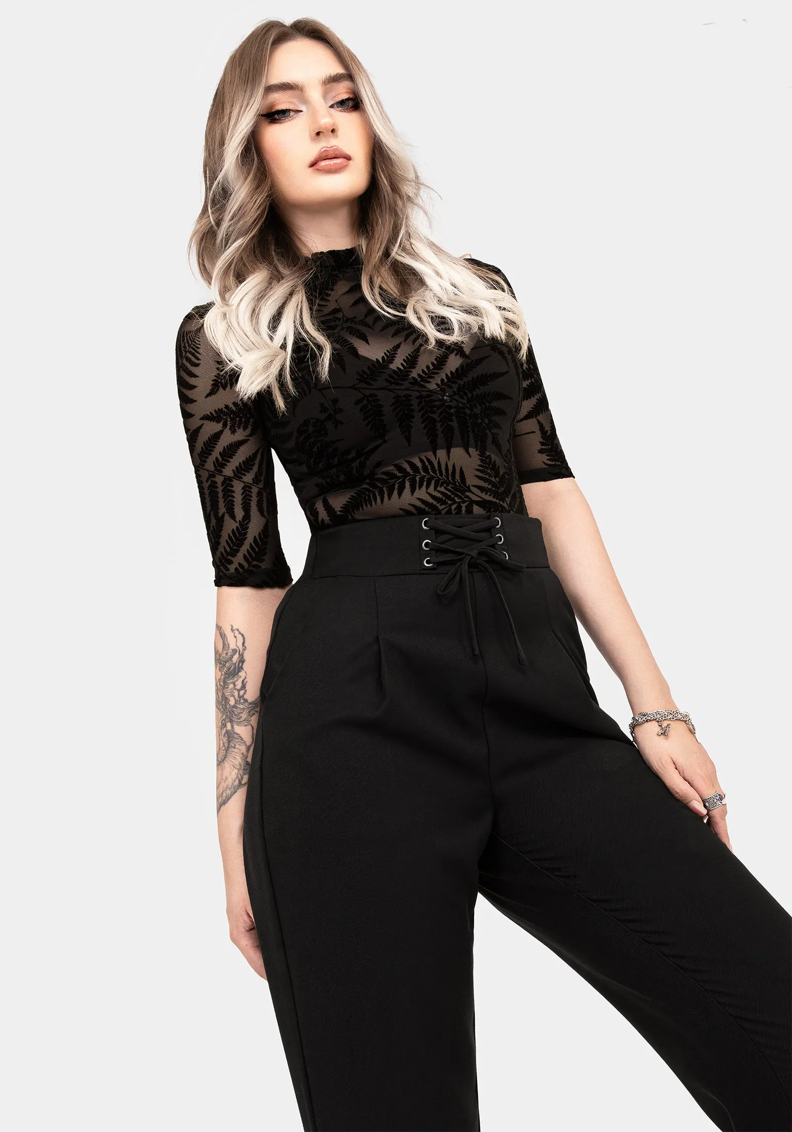 Cassandra Lace-Up Waist Tailored Trouser Street Attire Recycled Material