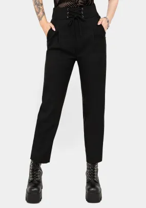 Cassandra Lace-Up Waist Tailored Trouser High Density Weave