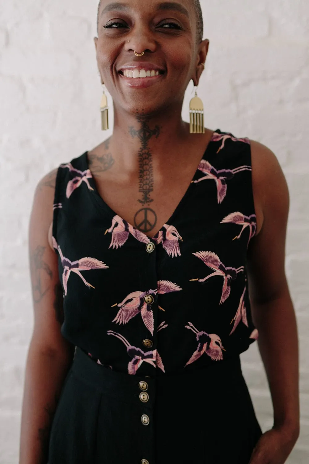 Machine washable Aviva Top in Crane Crepe