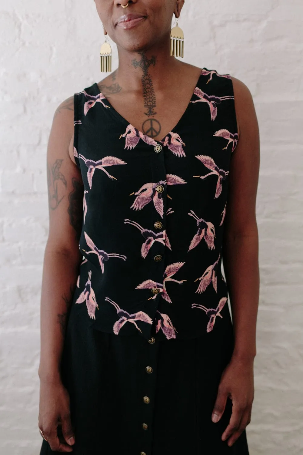 Light Warmth Aviva Top in Crane Crepe