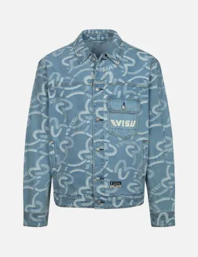 Quick Dry Blend Allover Seagull Jacquard Relax Fit Denim Jacket