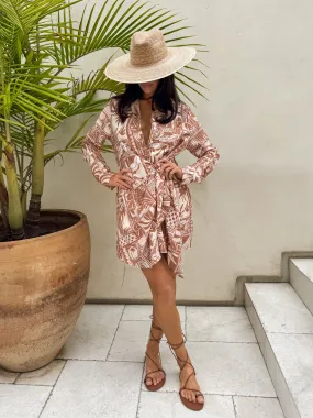 Warm Layers Postcards Wrap Mini Dress - Final Sale