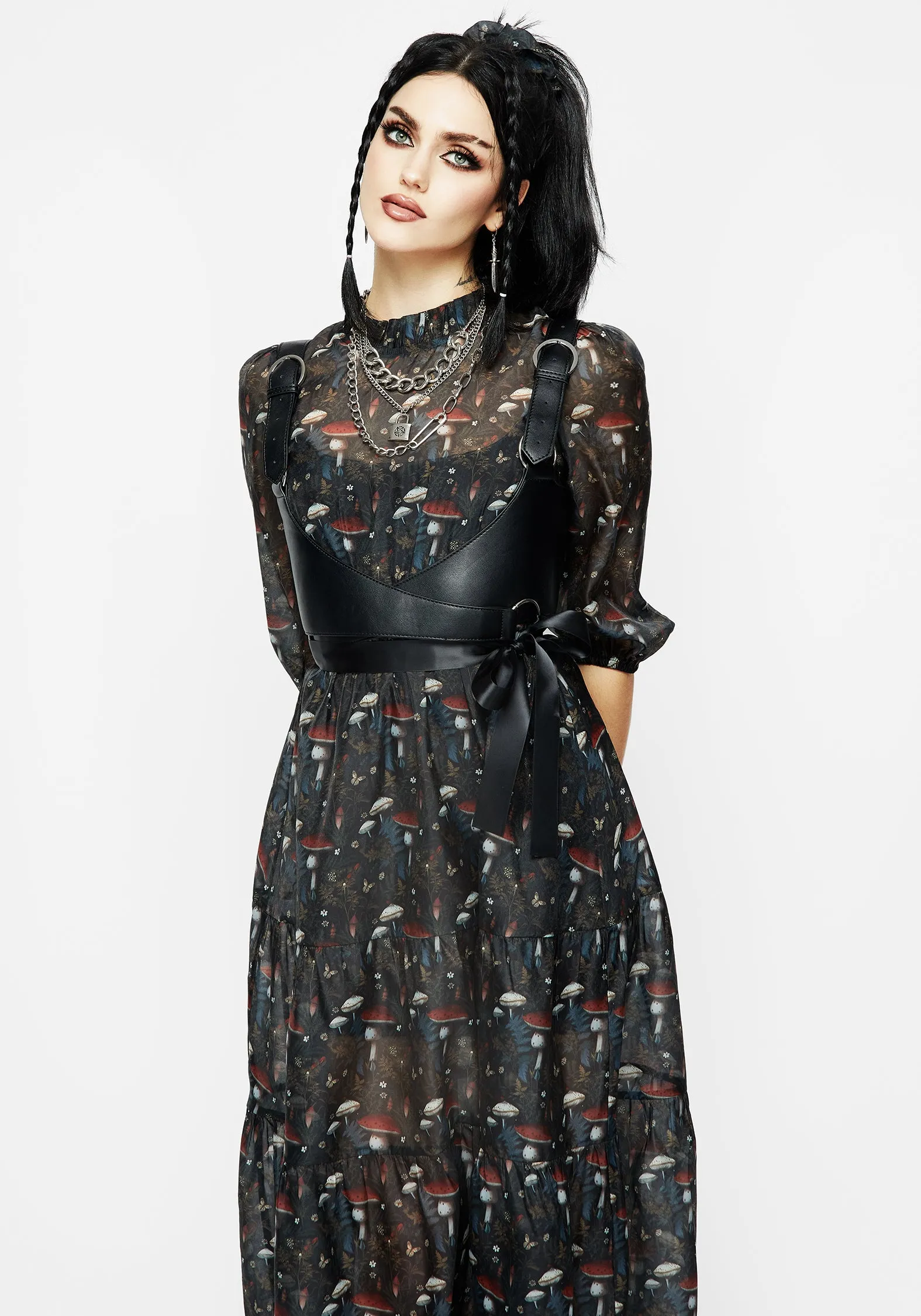 Amanita Organza Tiered Midaxi Dress Flared-Hem Comfy Texture