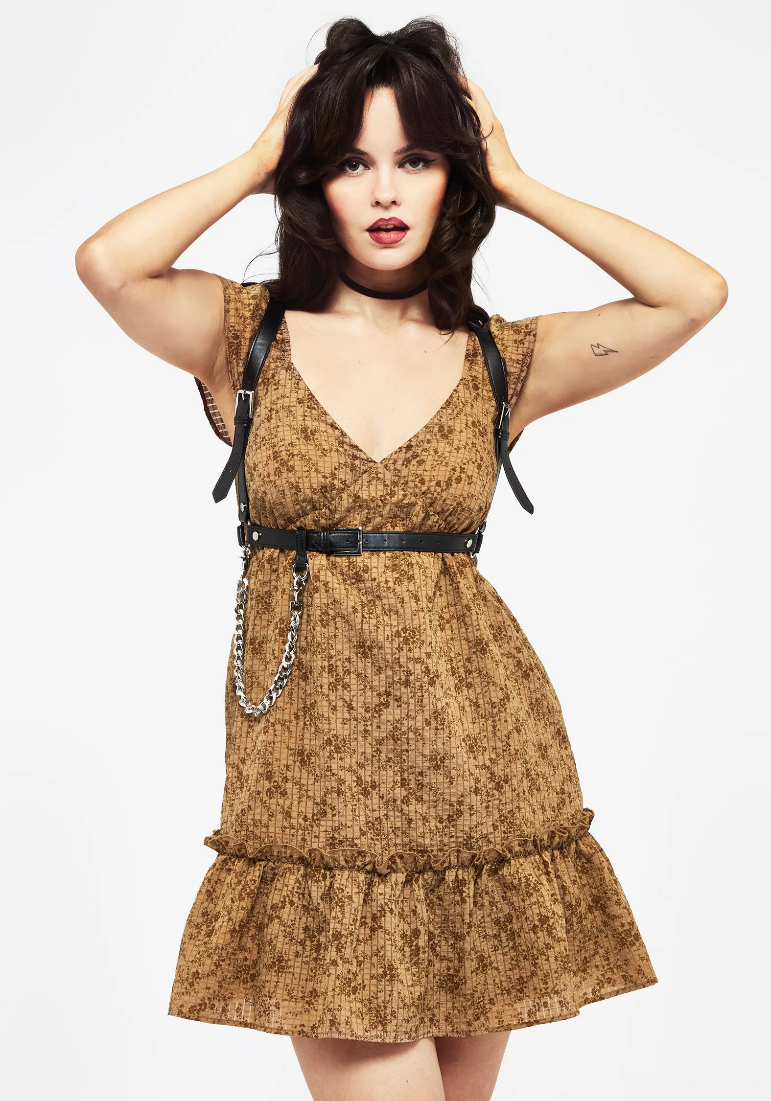 Amelia Floral Print Tiered Mini Dress Perfect for Layering Boho Aesthetic