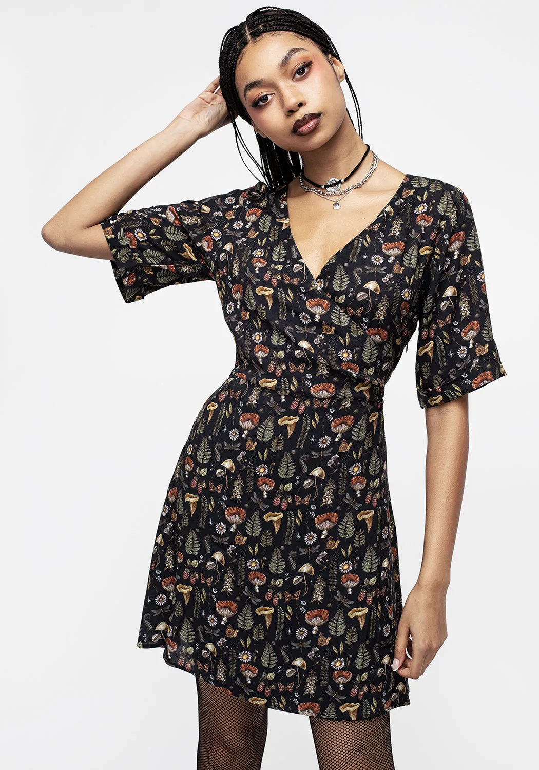 Luthien Wrap Mini Dress Matte Look