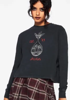 Anointing Long Sleeve Graphic Jersey Crop Top Classic Smart Chill Style