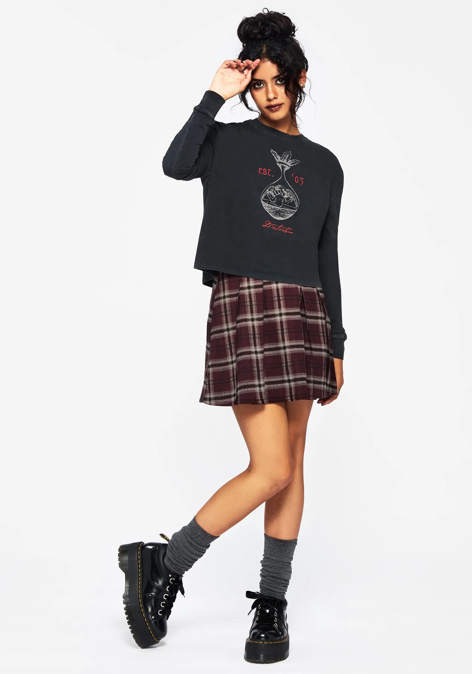 Anointing Long Sleeve Graphic Jersey Crop Top Lightweight Look